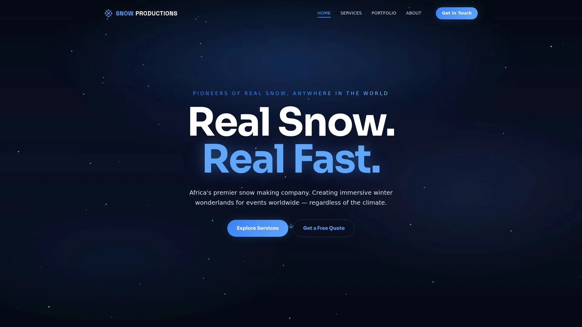 Snow Productions website screenshot